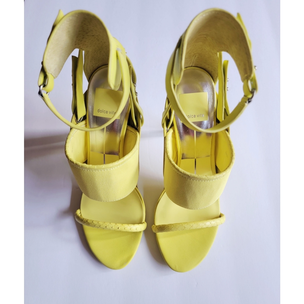 Dolce vita halton yellow strappy sandals heels - Picture 2 of 6